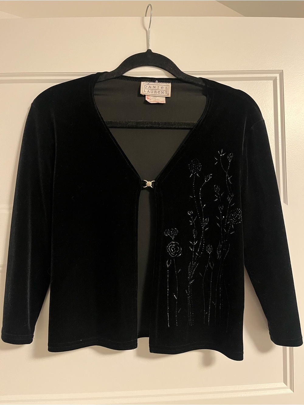 Black Velvet Embellished Cardigan